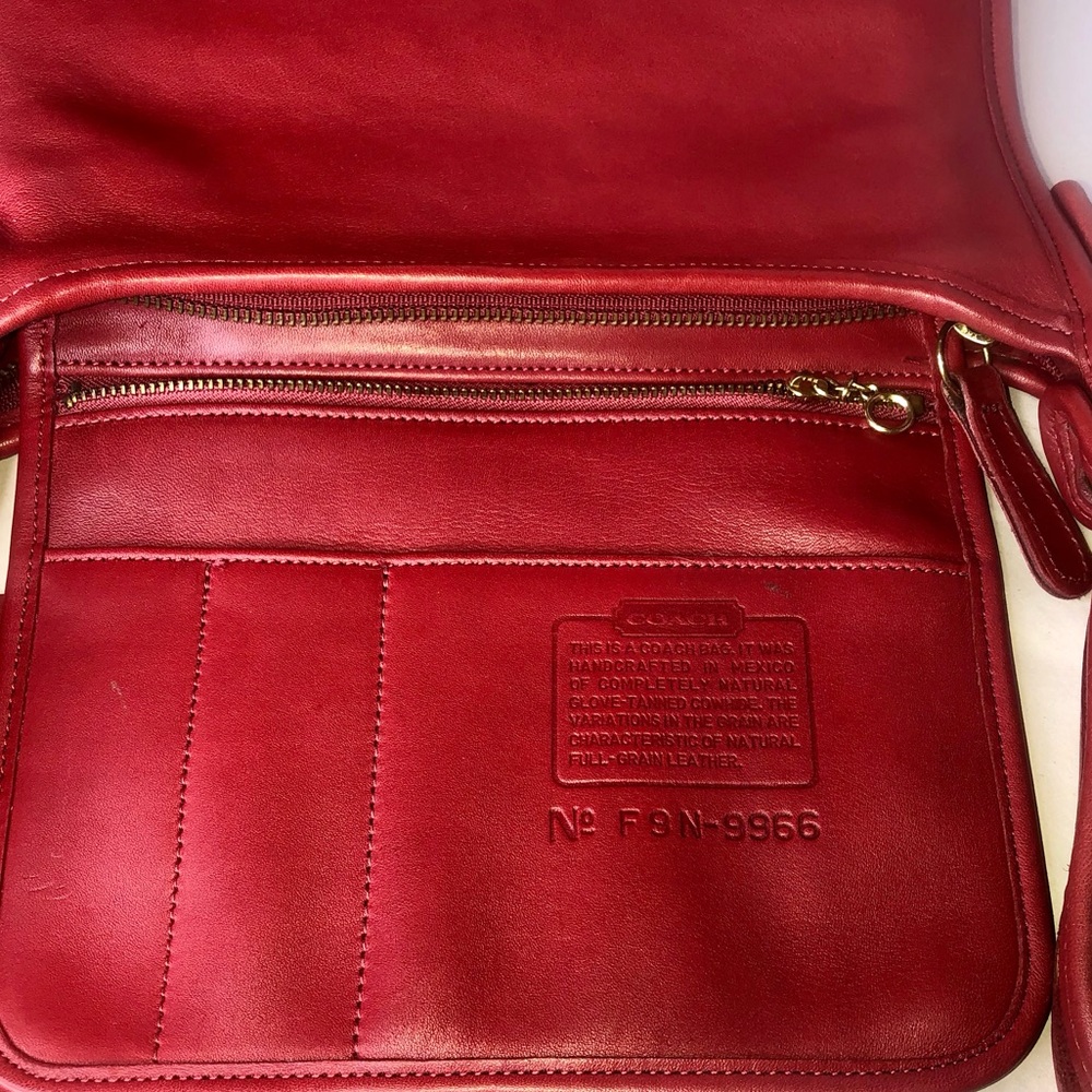 COACH Legacy Zip Red Glove-Tanned Leather Shoulder Bag Vintage 9966 COA - Picture 13 of 17